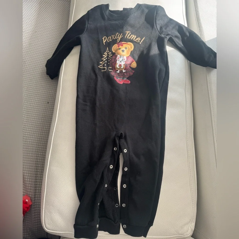 Ralph Lauren Black Party Time Bear One Piece warm outfit 24 mo GUC